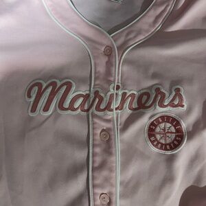 Women’s pink Seattle Mariners Baseball jersey button up